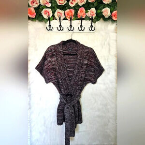 Majora Classic Thick Knit Short-Sleeved Cardigan w/ belt